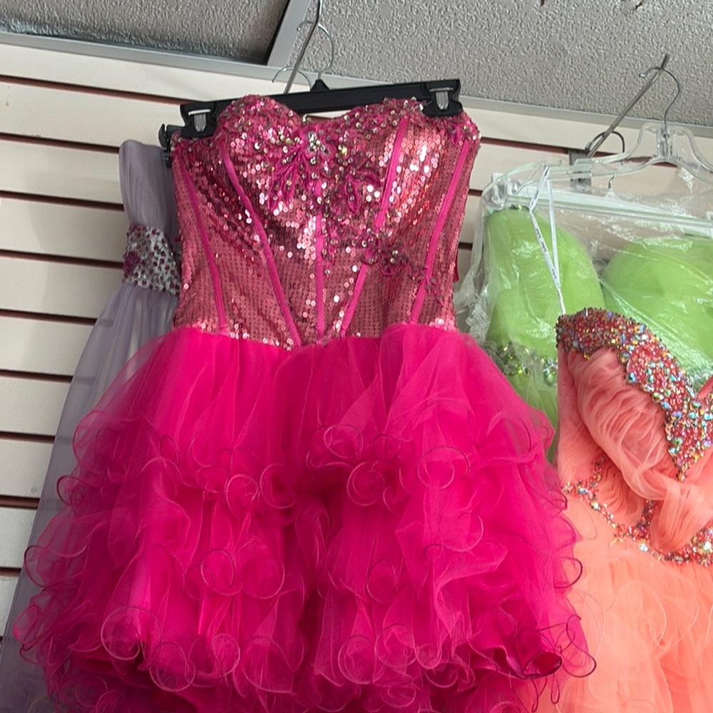 NWT Barbie Pink Sequin Strapless Dress